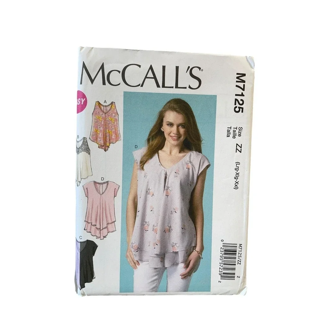 McCALL'S M7125 Easy Women's Top Pattern Size L-XXL Casual Style FF UNCUT